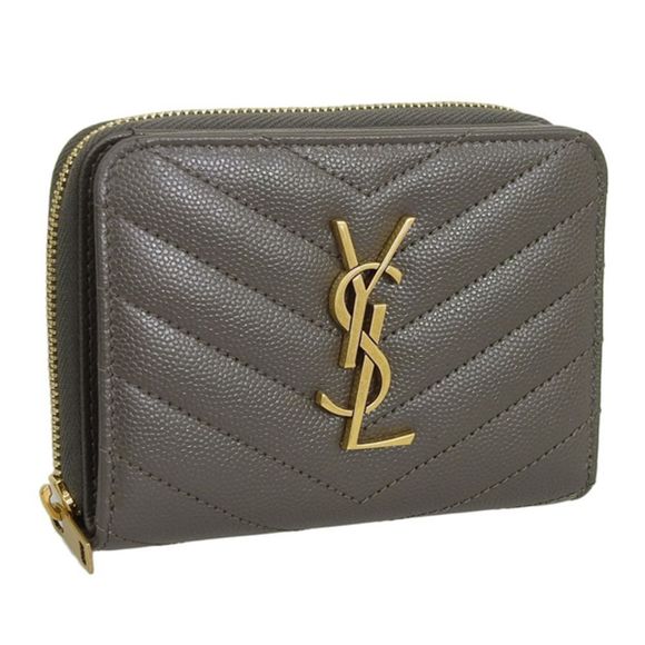 Saint Laurent Monogram Leather Gray Wallet Handbag - Picture 1 of 2